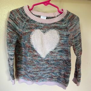 Cat & Jack Gray and White Crew Neck Sweater with Heart Design